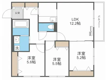 ZABO HILLS KITAHIROSHIMA-II(3LDK/3階)の間取り写真