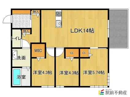 グランドメゾンHEIWA(3LDK/3階)の間取り写真