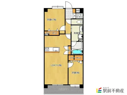 アルバガーデン筑紫駅前V(2LDK/12階)の間取り写真