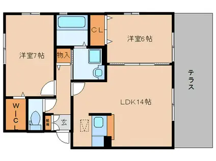 リビングタウン高山台A(2LDK/1階)の間取り写真