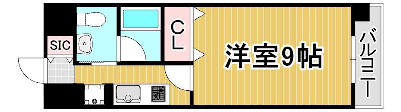 エステムコートみなと元町・THE・FIRST(1K/14階)の間取り写真