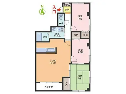 シュロス足羽(3LDK/2階)の間取り写真