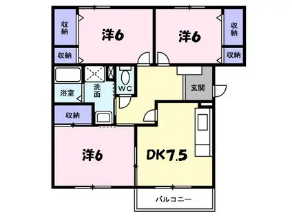 エミネンスII(3DK/2階)の間取り写真
