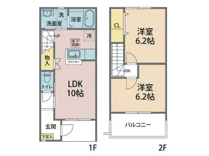 MIWA HOUSE(2LDK/1階)の間取り写真