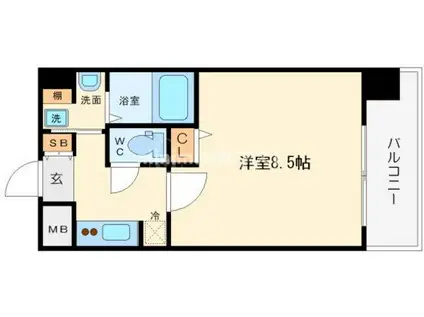 プロシード本町西セレーノ(1K/12階)の間取り写真