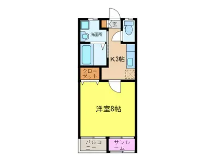 オーシャンS(1K/2階)の間取り写真