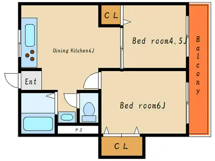 UC西明石(2DK/5階)の間取り写真