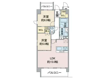 エトワール社が丘(2LDK/3階)の間取り写真