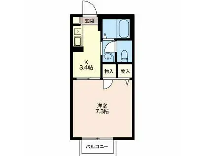 ドミール(1K/1階)の間取り写真