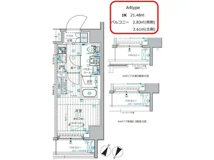 ジェノヴィア西横浜(1K/5階)の間取り写真
