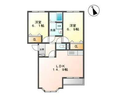 マリアージュII(2LDK/2階)の間取り写真