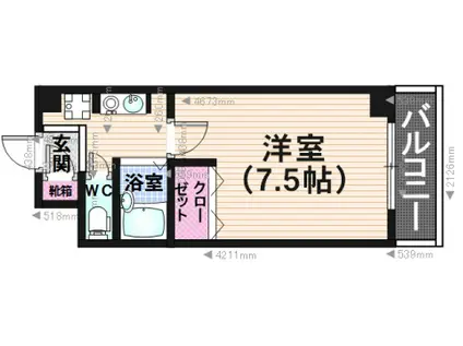 セゾン・ド・ヴィラ平尾(1K/4階)の間取り写真