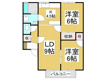 グレイスタウンII A(2LDK/1階)の間取り写真