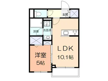 グリーンドエルI(1LDK/1階)の間取り写真