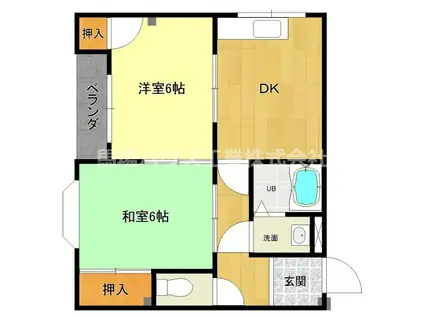 サニーハイツ(2DK/2階)の間取り写真