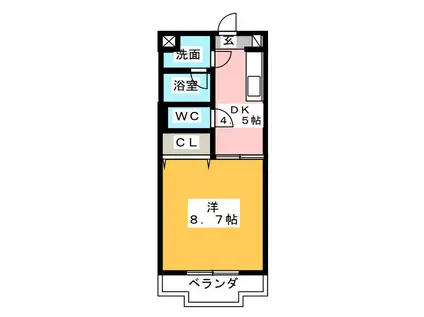 コスモス(1DK/2階)の間取り写真