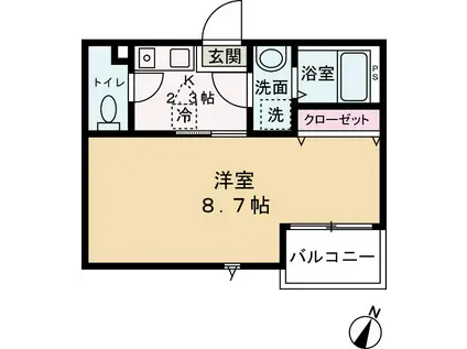 ゆいの木杉田(1K/3階)の間取り写真