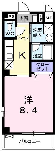クレメントS(1K/3階)の間取り写真