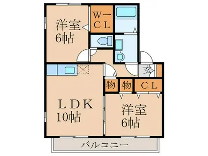リバーサイドフォレストA(2LDK/2階)の間取り写真