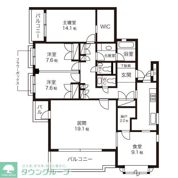 テラス成城(4LDK/2階)の間取り写真
