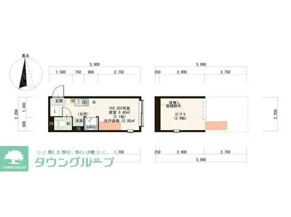 ハーモニーテラス常盤台(ワンルーム/1階)の間取り写真