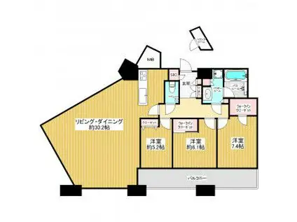 アイタワー(3LDK/30階)の間取り写真