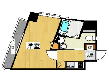 ベネフィス赤坂(1K/4階)の間取り写真