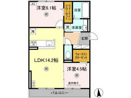 カトル セゾン(2LDK/2階)の間取り写真
