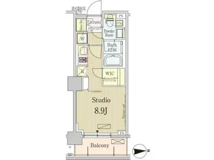 パークアクシス池田山(ワンルーム/3階)の間取り写真