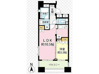 ダイナシティ新中野(1LDK/8階)の間取り写真