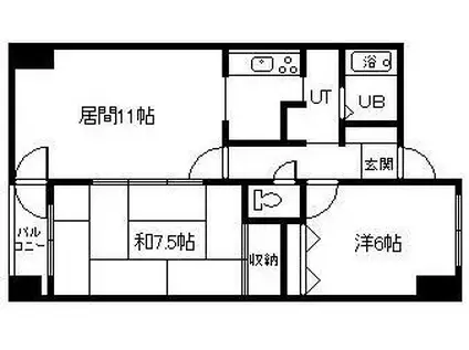 ベルエアーパレス滝川(2LDK/2階)の間取り写真