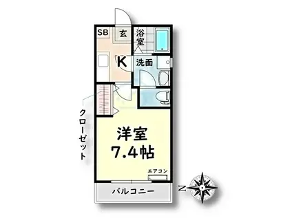 クレフラスト野並B棟(1K/1階)の間取り写真