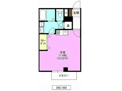 CIEL BLEU(ワンルーム/2階)の間取り写真