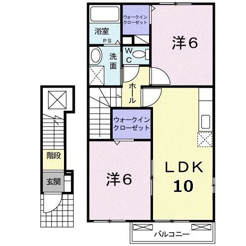 サンリセスA(2LDK/2階)の間取り写真