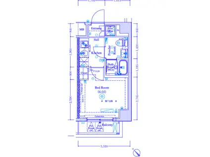 アンベリールマーロ横濱(1K/6階)の間取り写真