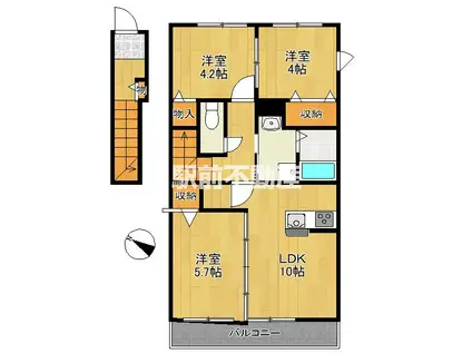 シャルム馬場(3LDK/2階)の間取り写真