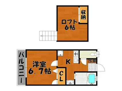 エスペランサKN(1K/2階)の間取り写真