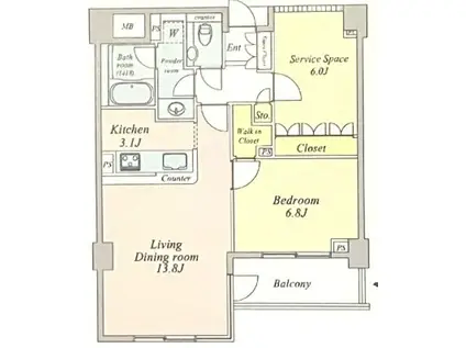 ジェイパーク目黒IV(1SLDK/4階)の間取り写真