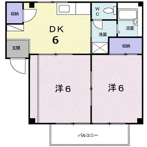 コーポ サンスカイ2(2DK/2階)の間取り写真