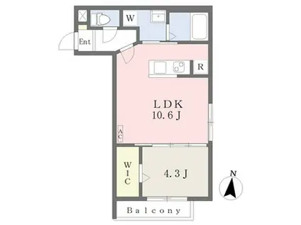 円山公園ビューアパートメント(1LDK/2階)の間取り写真