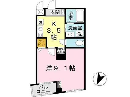 マグノリアパレス(1K/2階)の間取り写真