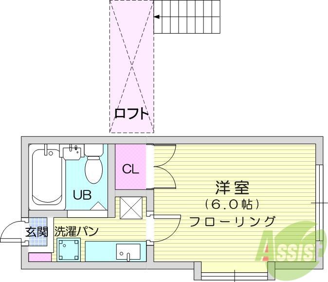 リトルガーデン(1K/2階)の間取り写真