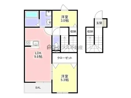 SEVEN STARS知古I(2LDK/2階)の間取り写真