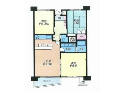 ライオンズマンション相模大野(3LDK/11階)の間取り写真