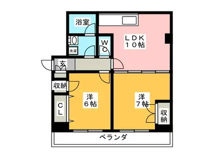 イーストフラット(2LDK/4階)の間取り写真