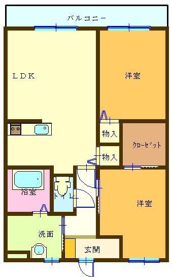 サウザンド・サニー(2LDK/2階)の間取り写真