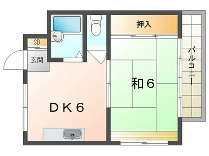 ロイヤル清水(1DK/4階)の間取り写真