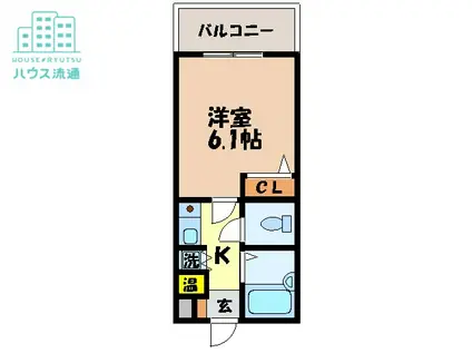 グランピアマンション長崎(1K/2階)の間取り写真