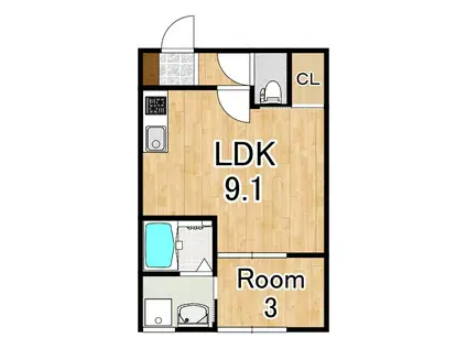 エスパス・ド・ゼン瀬田(1LDK/2階)の間取り写真