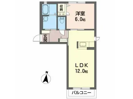 マノワール・デ・テクラB(1LDK/2階)の間取り写真